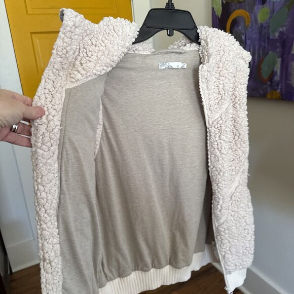 PrAna Cream Permafrost Sherpa Fleece Hooded Full Zip Hoodie Vest Size XL - Picture 7 of 13